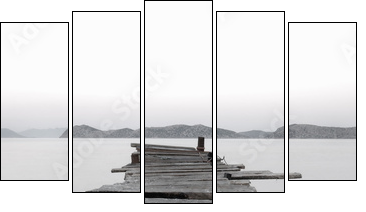 Jetty into a Mountain Lake - Fünfteiliges Leinwandbild, Pentaptychon