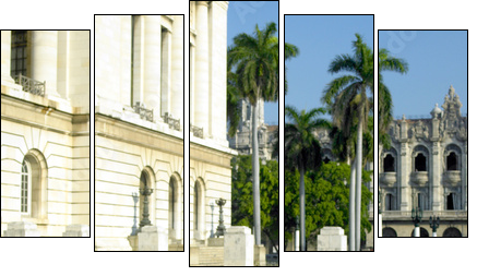 old car in front of Capitol Building, Old Havana, Cuba - Fünfteiliges Leinwandbild, Pentaptychon