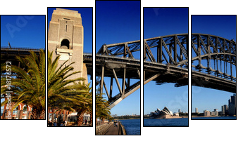 Sydney Harbour Bridge PanoramaColour - Fünfteiliges Leinwandbild, Pentaptychon