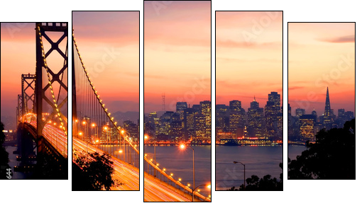 San Francisco Sunset - Fünfteiliges Leinwandbild, Pentaptychon