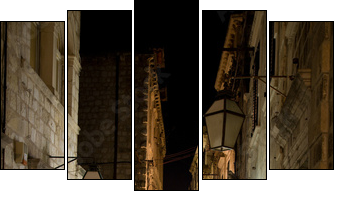 Night street - Fünfteiliges Leinwandbild, Pentaptychon
