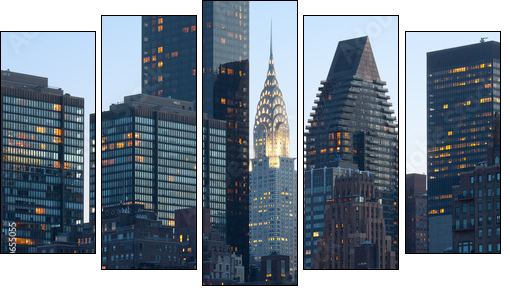 Skyline of midtown Manhattan in New York City - Fünfteiliges Leinwandbild, Pentaptychon