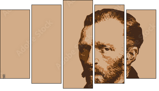 Van Gogh - peintre - portrait - personnage célèbre - Vincent Van Gogh - artiste peintre - - Fünfteiliges Leinwandbild, Pentaptychon