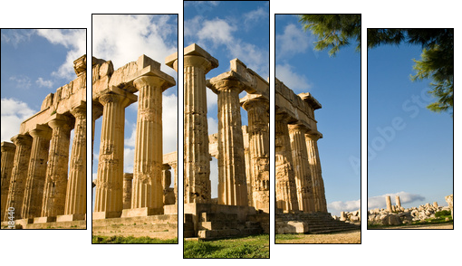 Temple of Hera, Selinunte, Sicily - Fünfteiliges Leinwandbild, Pentaptychon