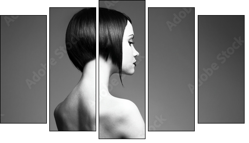 Elegant lady with stylish hairstyle - Fünfteiliges Leinwandbild, Pentaptychon