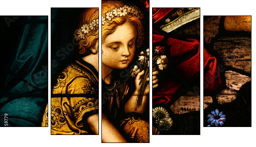 Stained Glass - Fünfteiliges Leinwandbild, Pentaptychon