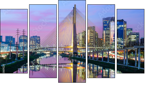 Sao Paulo Sunset Landscape - Brazil - Fünfteiliges Leinwandbild, Pentaptychon