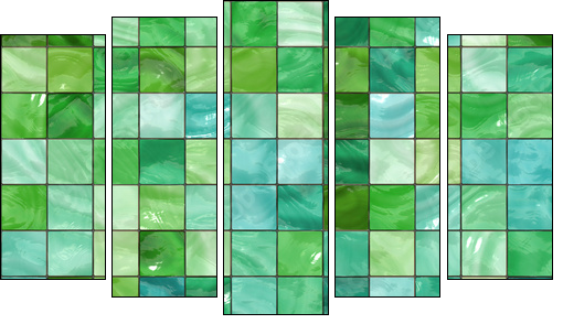 Shiny seamless green tiles texture - Fünfteiliges Leinwandbild, Pentaptychon