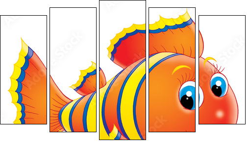 coral fish - Fünfteiliges Leinwandbild, Pentaptychon