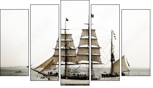 tall ship - Fünfteiliges Leinwandbild, Pentaptychon