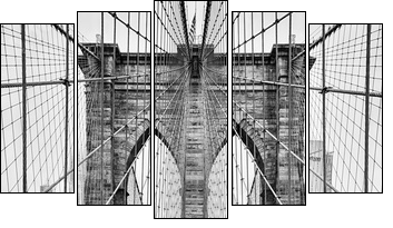 Brooklyn bridge of New York City - Fünfteiliges Leinwandbild, Pentaptychon