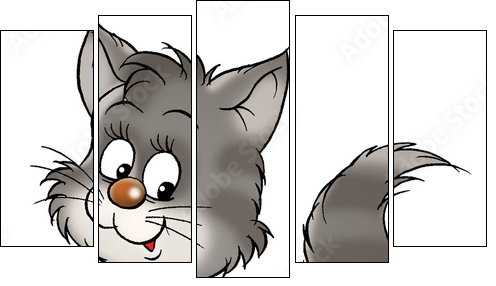 small grey kitten - Fünfteiliges Leinwandbild, Pentaptychon