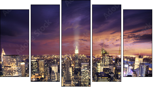 New york skysrcrapers - bussines buildings background - Fünfteiliges Leinwandbild, Pentaptychon
