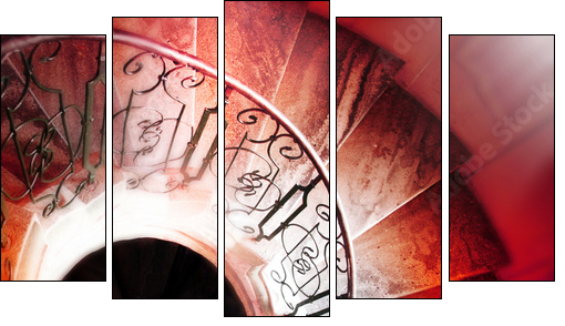 Spiral staircase.. - Fünfteiliges Leinwandbild, Pentaptychon