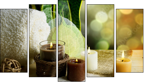 Spa and body care treatment.Blurred Background - Fünfteiliges Leinwandbild, Pentaptychon