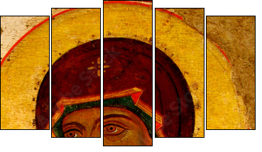 madonna, holy mary, head, icon close-up - Fünfteiliges Leinwandbild, Pentaptychon