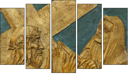 Veronica wipes the face of Jesus - Fünfteiliges Leinwandbild, Pentaptychon