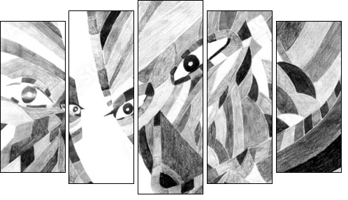 Cube people - Fünfteiliges Leinwandbild, Pentaptychon