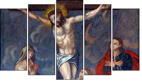 Crucifixion, Jesus on the cross - Fünfteiliges Leinwandbild, Pentaptychon