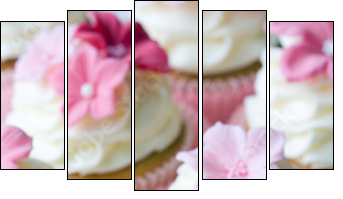 Wedding cupcakes - Fünfteiliges Leinwandbild, Pentaptychon