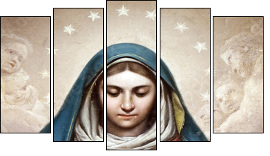 Medieval Madonna Painting - Fünfteiliges Leinwandbild, Pentaptychon