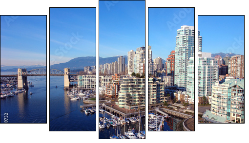 vancouver harbour - Fünfteiliges Leinwandbild, Pentaptychon