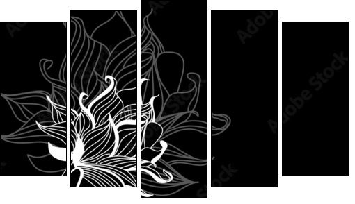 White flowers - Fünfteiliges Leinwandbild, Pentaptychon