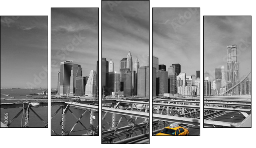 Brooklyn Bridge Taxi, New York - Fünfteiliges Leinwandbild, Pentaptychon