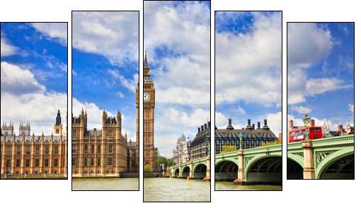 Big Ben and Houses of Parliament - Fünfteiliges Leinwandbild, Pentaptychon