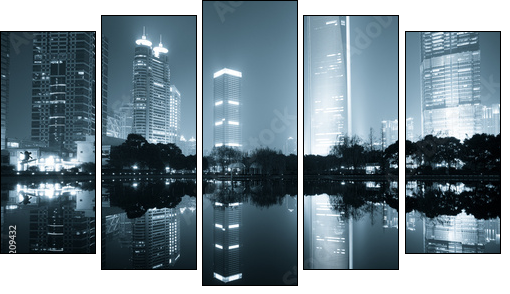 night view of shanghai - Fünfteiliges Leinwandbild, Pentaptychon