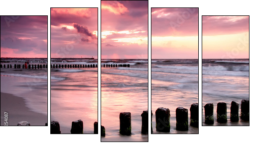 Calmness.Beautiful sunset at Baltic sea. - Fünfteiliges Leinwandbild, Pentaptychon