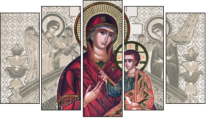 antique russian icon - elaborated image - Fünfteiliges Leinwandbild, Pentaptychon