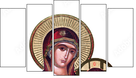 russian icon of 19th century, Virgin Mary and Jesus - Fünfteiliges Leinwandbild, Pentaptychon