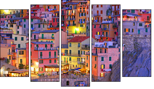Manarola, Cinque Terre, Italy - Fünfteiliges Leinwandbild, Pentaptychon