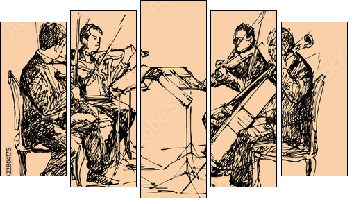 musician quartet - Fünfteiliges Leinwandbild, Pentaptychon
