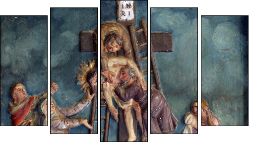 Jesus' body is removed from the cross - Fünfteiliges Leinwandbild, Pentaptychon