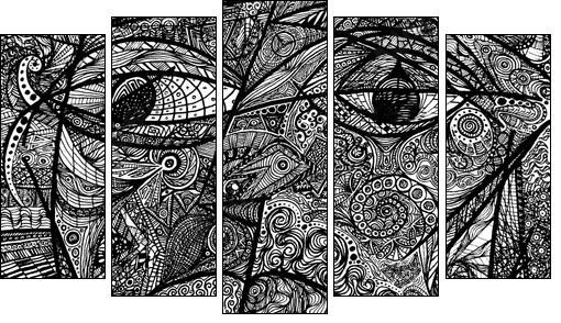 Picassoesque - Fünfteiliges Leinwandbild, Pentaptychon