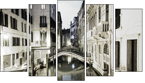 venice at night - Fünfteiliges Leinwandbild, Pentaptychon
