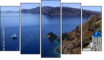 Santorini - Fünfteiliges Leinwandbild, Pentaptychon
