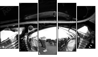 Side view of a custom motorcycle engine - Fünfteiliges Leinwandbild, Pentaptychon