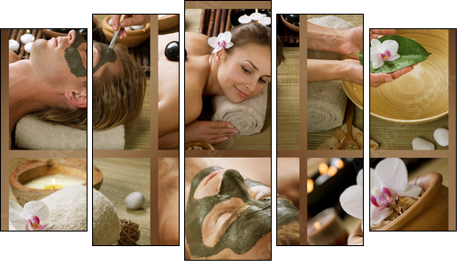 Spa Procedures. Day-spa - Fünfteiliges Leinwandbild, Pentaptychon