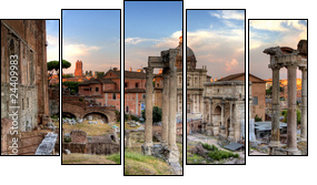 rome hdr panoramic view - Fünfteiliges Leinwandbild, Pentaptychon
