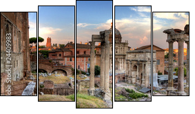 rome hdr panoramic view - Fünfteiliges Leinwandbild, Pentaptychon