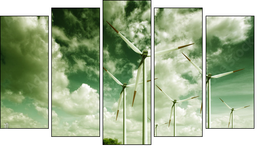 Wind turbines, ecology - Fünfteiliges Leinwandbild, Pentaptychon