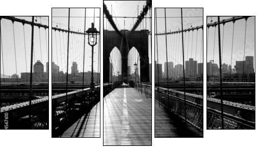 Brooklyn Bridge, Manhattan, New York City, USA - Fünfteiliges Leinwandbild, Pentaptychon