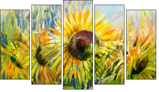 Sunflowers - Fünfteiliges Leinwandbild, Pentaptychon