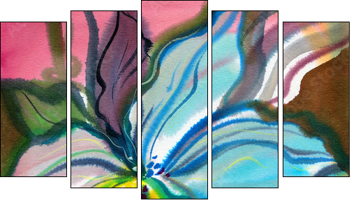 Abstract flowers - Fünfteiliges Leinwandbild, Pentaptychon