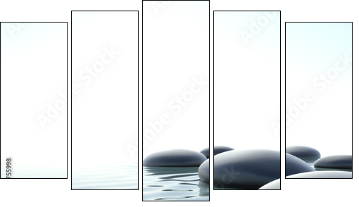 Zen water - Fünfteiliges Leinwandbild, Pentaptychon