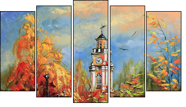 Ancient Vitebsk in the autumn - Fünfteiliges Leinwandbild, Pentaptychon