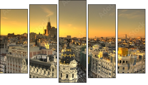 Edificio Metropolis Madrid - Fünfteiliges Leinwandbild, Pentaptychon